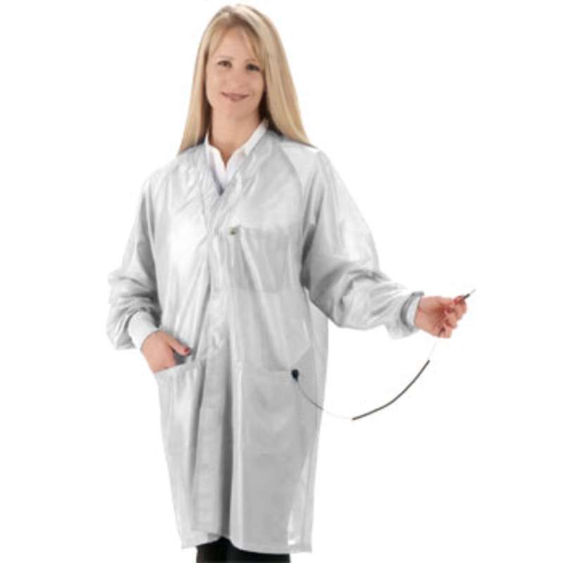 Hallmark, ESD-Safe 43" Length Coat with Cuff, OFX-100, White, 2X-Large